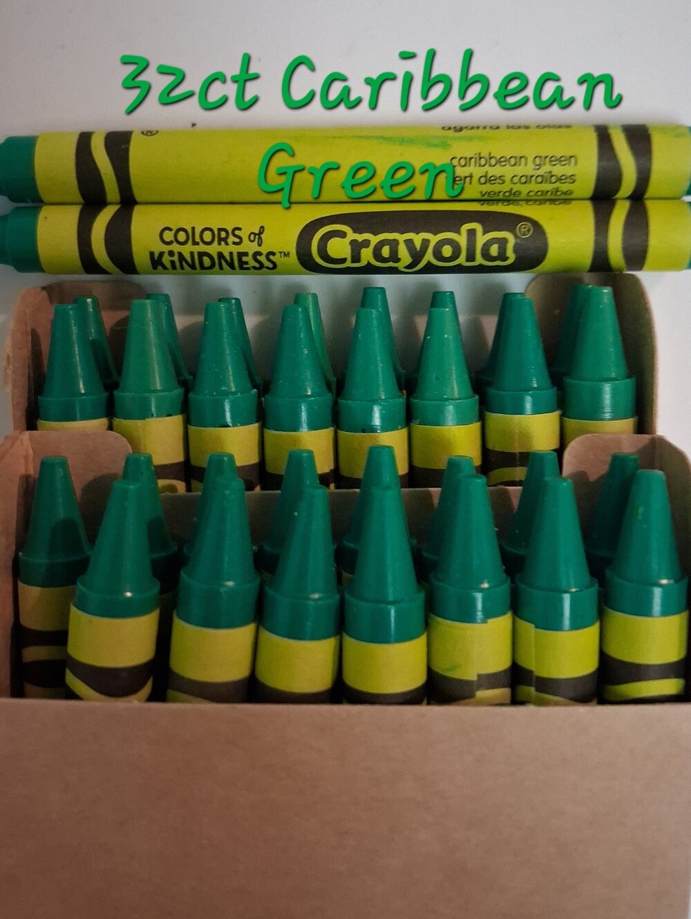 (32) Crayola Crayons (Caribbean Green) Single Color Bulk Lot